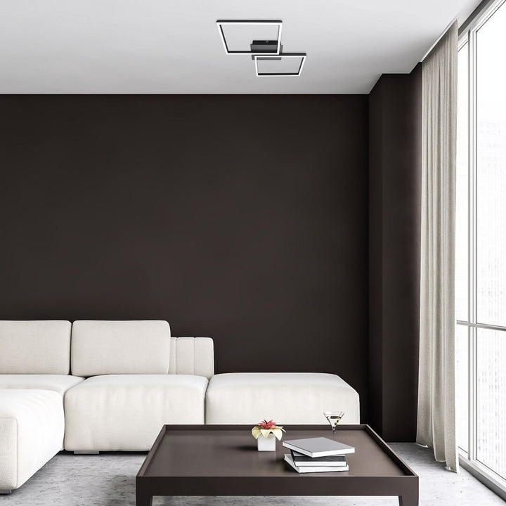 Candeeiro de teto Rabalux com comando, LED 40W, preto, Ludano