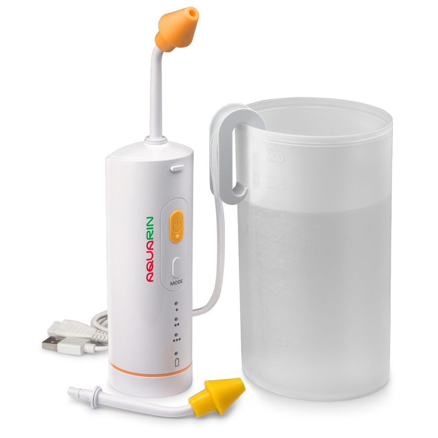 AQUARIN Irrigador nasal, Enjuague nasal, Envase de 900 ml, 2 accesorios, LD-N1