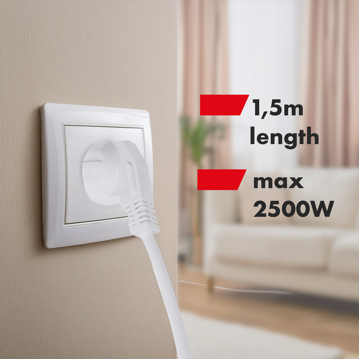 Maclean MCE508 W Regleta de 4 tomas + USB A/C, Cable alargador con interruptores, 250 V CA/10 A, 1,5 m, Color Negro
