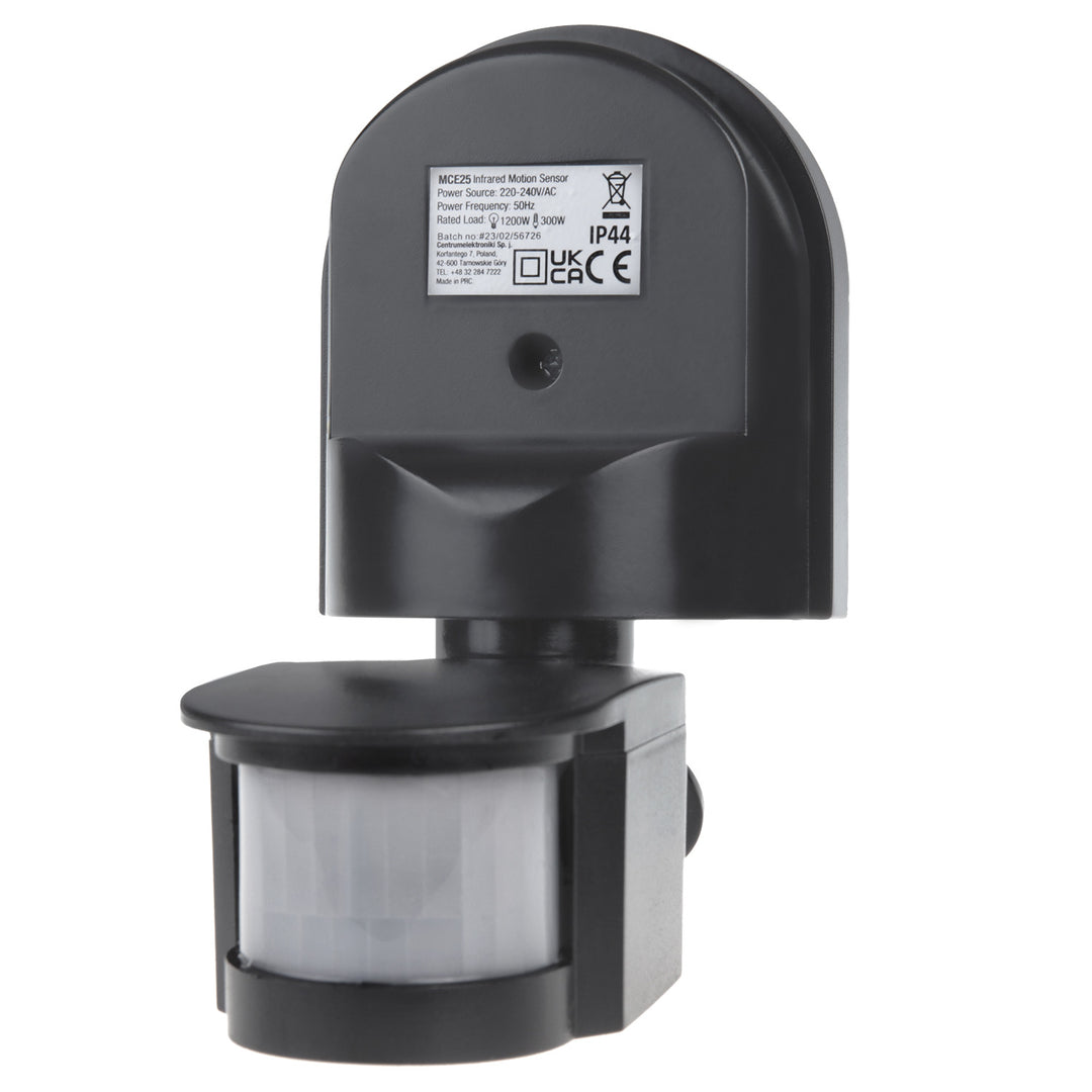 Maclean MCE25 GR Detetor de movimento infravermelho, sensor de movimento e crepúsculo, ângulo de deteção: 180°, alcance de deteção: 5-12 m, instalação do sensor no teto e parede exteriores