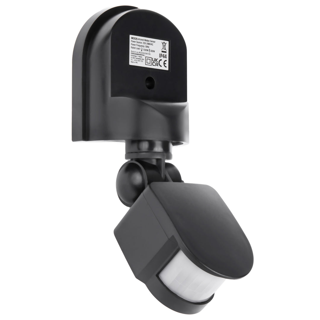 Maclean MCE25 GR Detetor de movimento infravermelho, sensor de movimento e crepúsculo, ângulo de deteção: 180°, alcance de deteção: 5-12 m, instalação do sensor no teto e parede exteriores