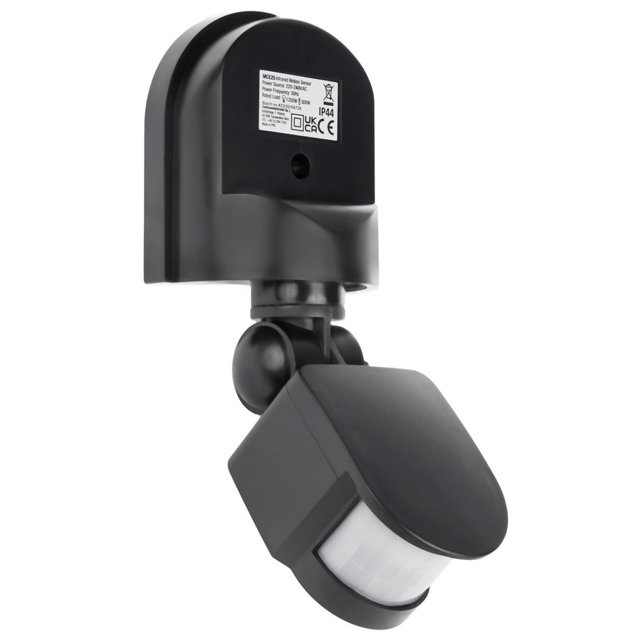 Maclean MCE25 GR Detetor de movimento infravermelho, sensor de movimento e crepúsculo, ângulo de deteção: 180°, alcance de deteção: 5-12 m, instalação do sensor no teto e parede exteriores