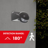 Maclean MCE358 GR Sensor de Movimiento por Infrarrojos Sensor PIR de 180° con Sensor Crepuscular Infrarrojo IP44 | Uso en Interiores y Exteriores | Alcance hasta 12 m | Carga 300/1200W