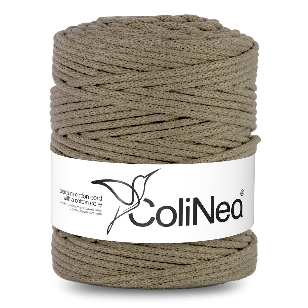 ColiNea Cordón de algodón con alma de algodón, trenzado, 5 mm, 200 m, Color beige oscuro