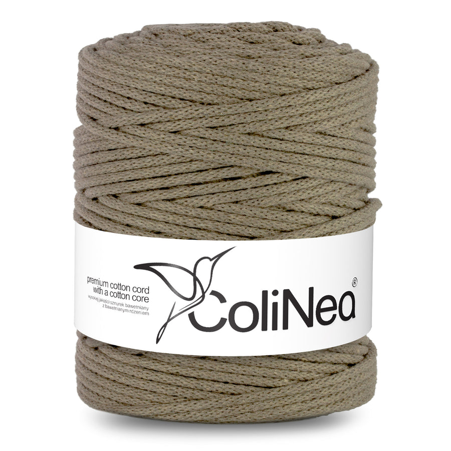 ColiNea Cordón de algodón con alma de algodón, trenzado, 5 mm, 200 m, Color beige oscuro