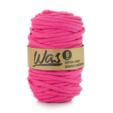 WAS Cordón de algodón con alma de poliéster, Trenzado, 9 mm, 50 m, Color fucsia