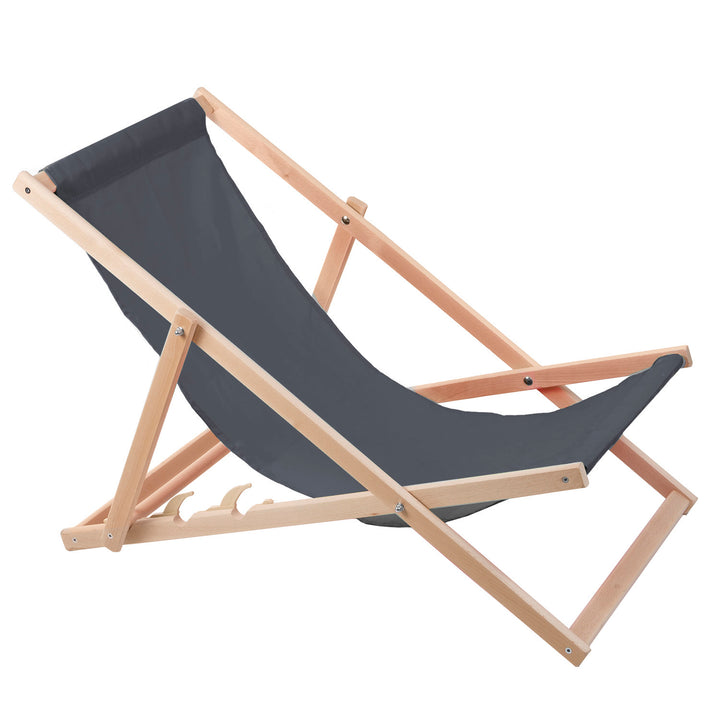 Conjunto de 2 espreguiçadeiras em madeira cinzenta, ideais para praia, varanda, terraço