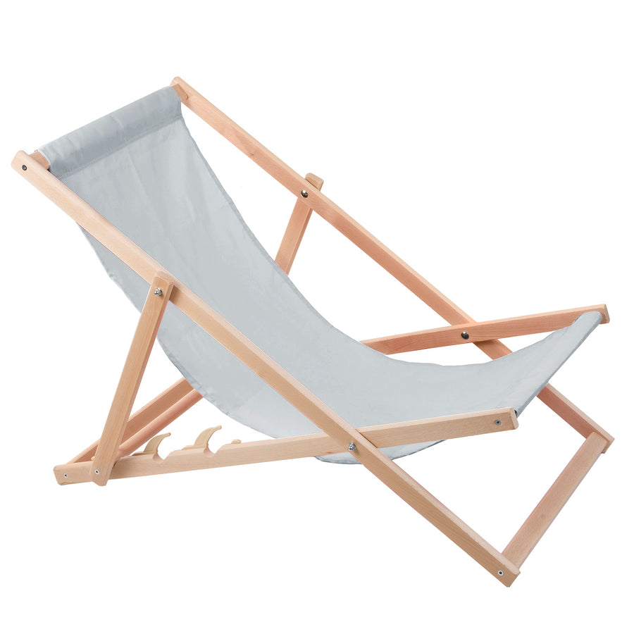 Conjunto de 2 espreguiçadeiras em madeira na cor cinza, ideais para praia, varanda, terraço