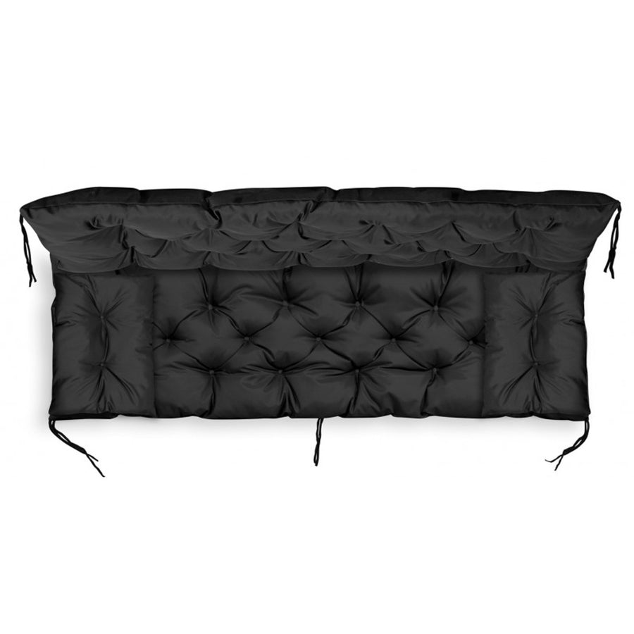 KingGarden Almofada para banco de jardim impermeável com 2 almofadas laterais 42x42 cm 1+2 Conjunto de 3 peças Codura de PVC impermeável (preto, 100x60x50cm + 2 almofadas 42 x 42 cm)