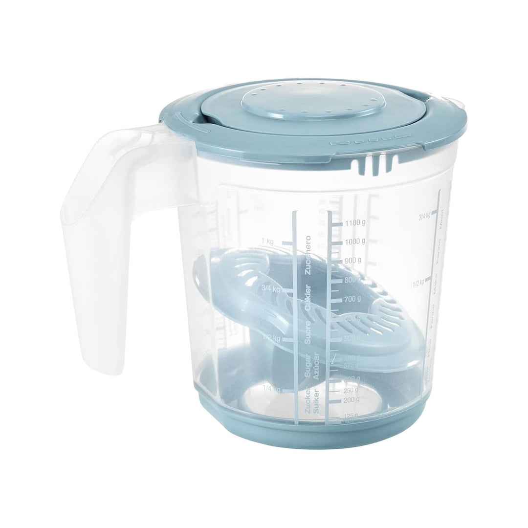Keeeper Matteo Juego de cocina jarra con tapa, tapón y exprimidor de cítricos, Capacidad 1 l, 14x15 cm, Color azul nórdico