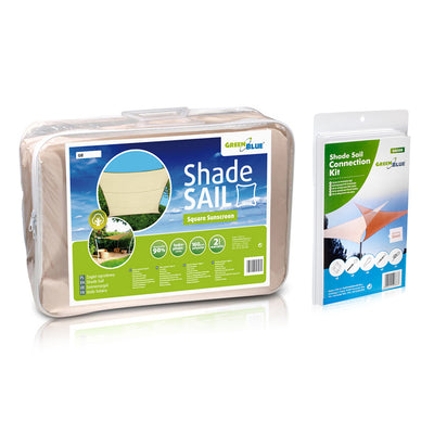 Vela de jardim em poliéster UV GreenBlue GB503 + GB508, superfície hidrofóbica creme de 3,6 m²
