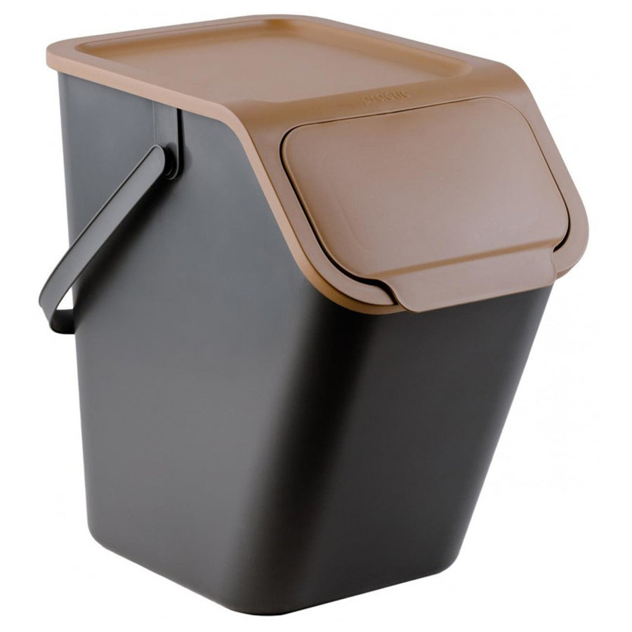 Conjunto de 4 práticos contentores de lixo de 25L, contentores de segregação, pretos, Bini 10100599