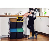 Conjunto de 4 práticos contentores de lixo de 25L, contentores de segregação, pretos, Bini 10100599