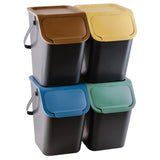 Conjunto de 4 práticos contentores de lixo de 25L, contentores de segregação, pretos, Bini 10100599
