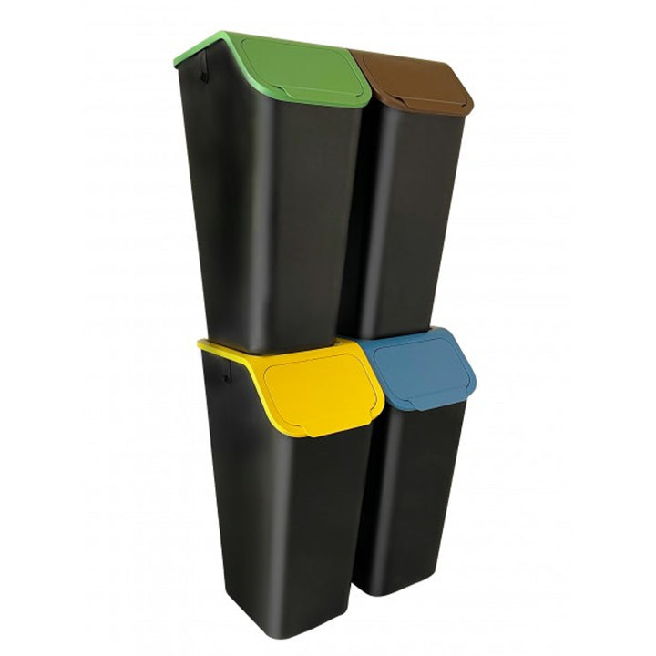 Conjunto de Contentores Practic Bini, Segregação de Resíduos, 4 Latas de Lixo de 35L, Preto, 10103435