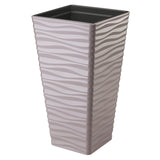 Form-Plastic Sahara Dunes Vaso de Plástico Fino com Encaixe, Resistente à Geada, Bege-Cinza, Quadrado 35cm