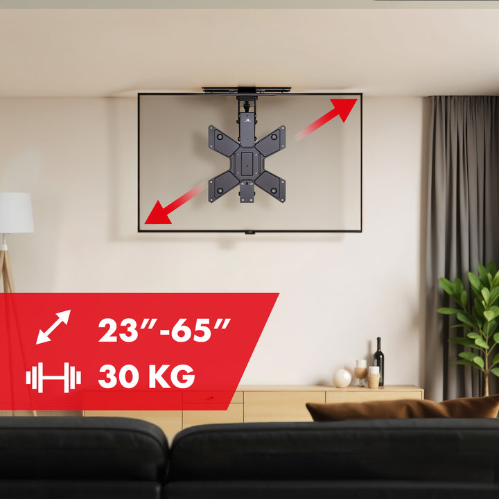 Suporte elétrico de teto para TV Maclean MC-491, suporte para TV TUYA, VESA máx. 600x400, rotação de 90°, 23"-65", carga máxima de 30 kg