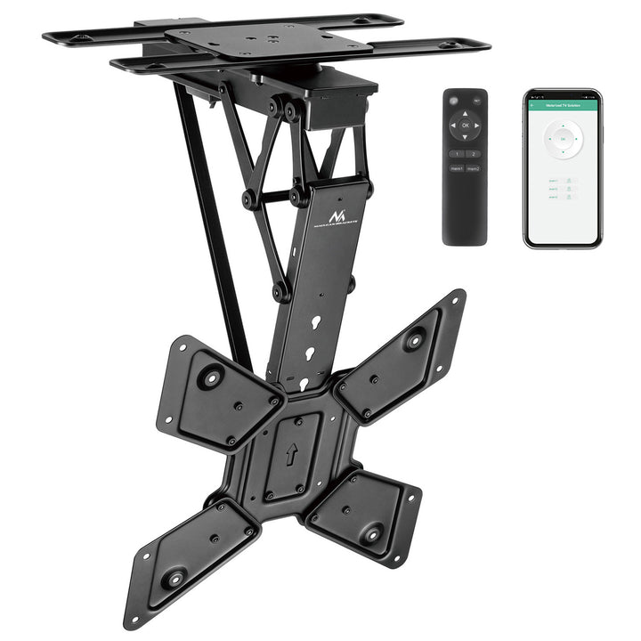 Suporte elétrico de teto para TV Maclean MC-491, suporte para TV TUYA, VESA máx. 600x400, rotação de 90°, 23"-65", carga máxima de 30 kg