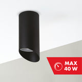 Maclean MCE360 B Candeeiro/tubo de montagem superficial, spot, redondo, alumínio, GU10, 55x130 mm, preto