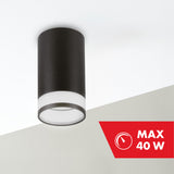 Maclean MCE361 B Luminária/tubo de montagem superficial, spot, redondo, alumínio, GU10, 55x105 mm, preto