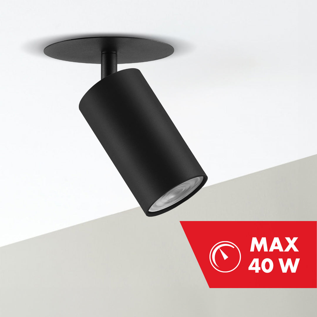 Maclean MCE364 B Fooc empotrable / tubo, spot, redondo, aluminio, GU10, 55x100mm, color negro