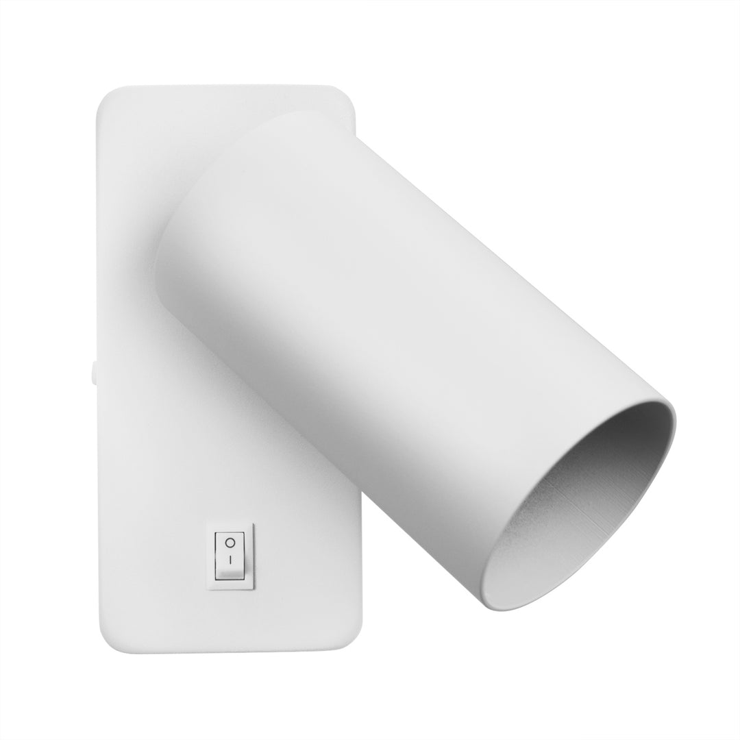 Maclean MCE369 W Aplique / luz de pared, spot, redondo, GU10, con interruptor 55x100mm, Color blanco