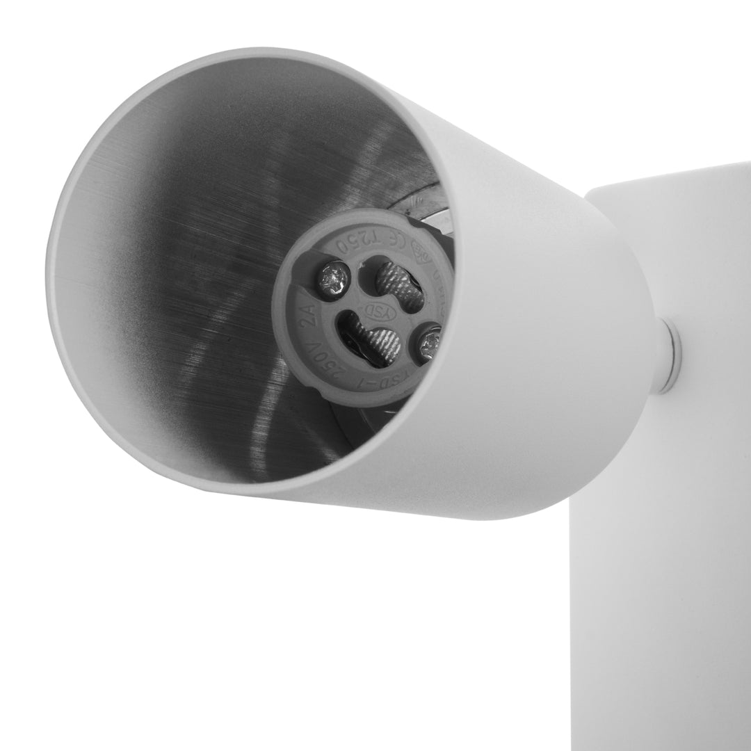 Maclean MCE369 W Aplique / luz de pared, spot, redondo, GU10, con interruptor 55x100mm, Color blanco