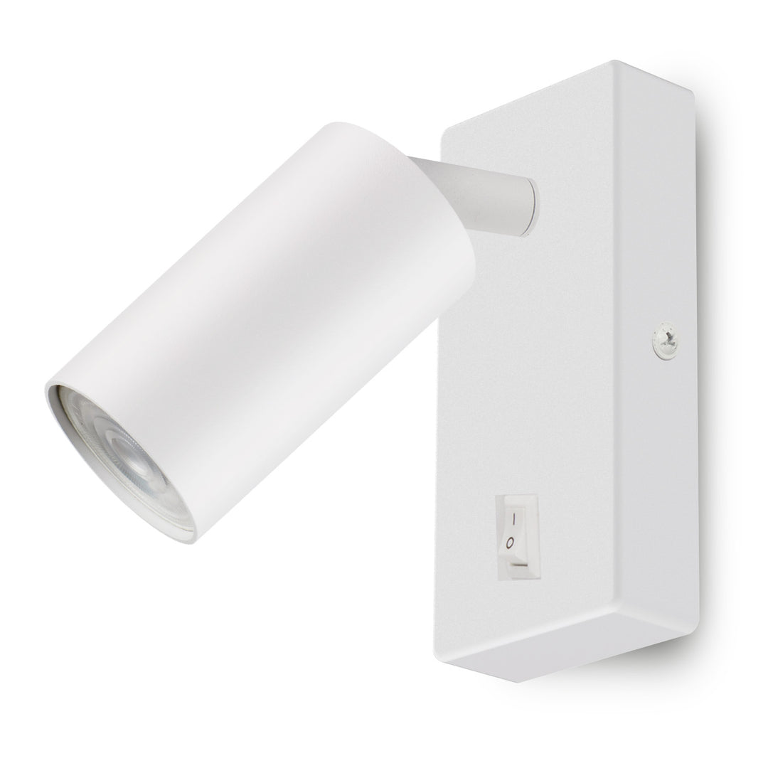 Maclean MCE369 W Aplique / luz de pared, spot, redondo, GU10, con interruptor 55x100mm, Color blanco