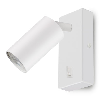 Maclean MCE369 W Aplique / luz de pared, spot, redondo, GU10, con interruptor 55x100mm, Color blanco