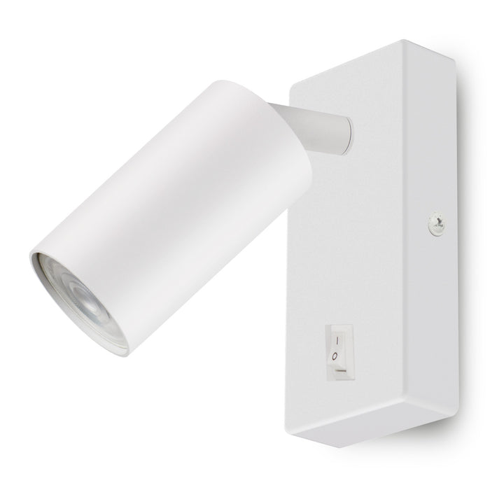 Maclean MCE369 W Aplique / luz de pared, spot, redondo, GU10, con interruptor 55x100mm, Color blanco