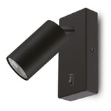 Maclean MCE369 B Aplique / luz de pared, spot, redondo, GU10, con interruptor, 55x100mm, Color negro
