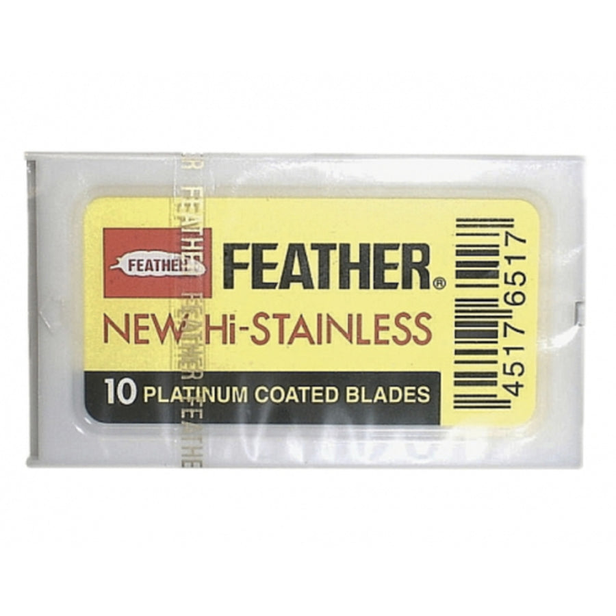 Lâminas de barbear Feather, aço inoxidável, 10 peças, amarelas, 81-s