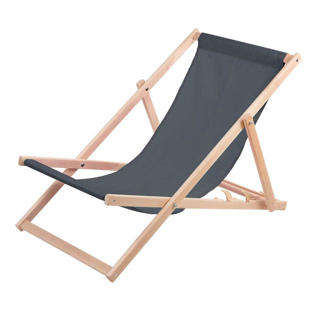 Conjunto de 4 espreguiçadeiras de madeira Woodok, cinza, redes confortáveis, ideais para praia, varanda, terraço