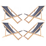 Conjunto de 4 espreguiçadeiras de madeira Woodok, cinza, redes confortáveis, ideais para praia, varanda, terraço