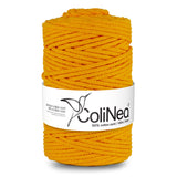Cordão de algodão ColiNea com núcleo de algodão, entrançado, 5 mm, 100 m, amarelo-escuro