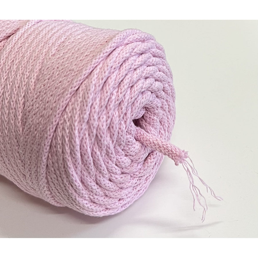 Cordão de algodão ColiNea com núcleo de algodão, entrançado, 5 mm, 100 m, rosa
