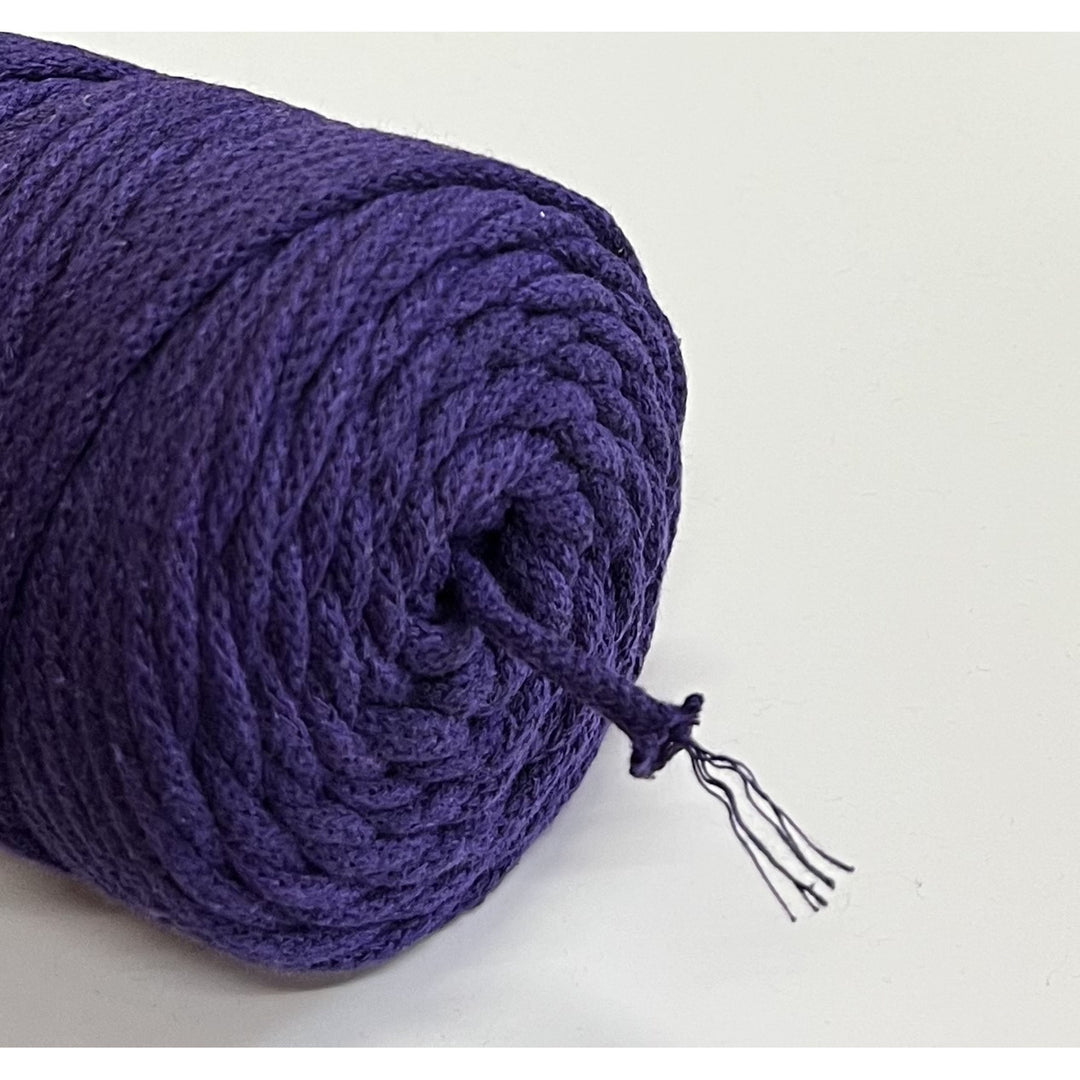 Cordão de algodão ColiNea com núcleo de algodão, entrançado, 5 mm, 100 m, roxo