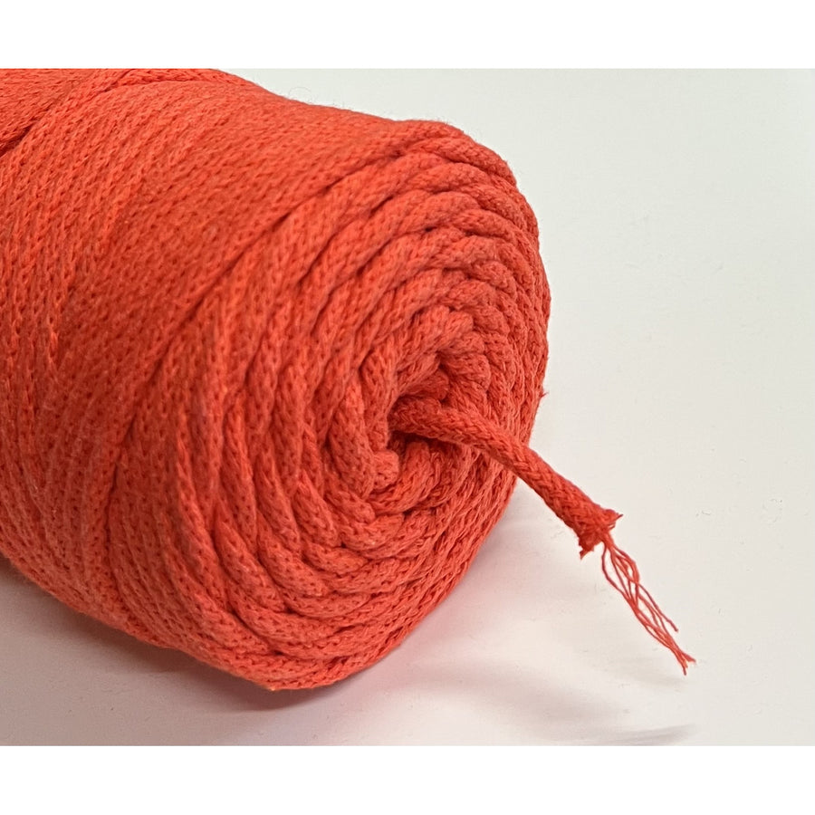 Cordão de algodão ColiNea com núcleo de algodão, entrançado, 5 mm, 100 m, laranja