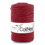 Cordão de algodão ColiNea com núcleo de algodão, entrançado, 5 mm, 100 m, cor grená