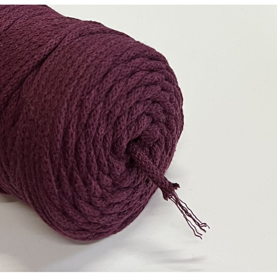 Cordão de algodão ColiNea com núcleo de algodão, entrançado, 5 mm, 100 m, cor de vinho