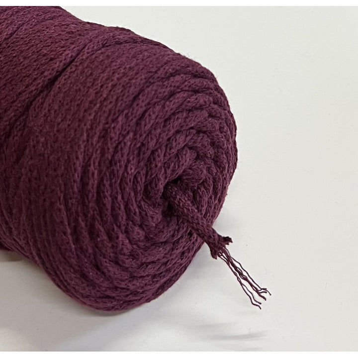 Cordão de algodão ColiNea com núcleo de algodão, entrançado, 5 mm, 100 m, cor de vinho