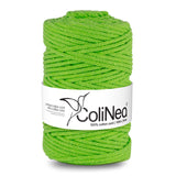 Cordão de algodão ColiNea com núcleo de algodão, entrançado, 5 mm, 100 m, verde claro