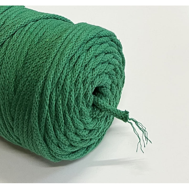 Cordão de algodão ColiNea com núcleo de algodão, entrançado, 5 mm, 100 m, verde