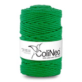 Cordão de algodão ColiNea com núcleo de algodão, entrançado, 5 mm, 100 m, verde