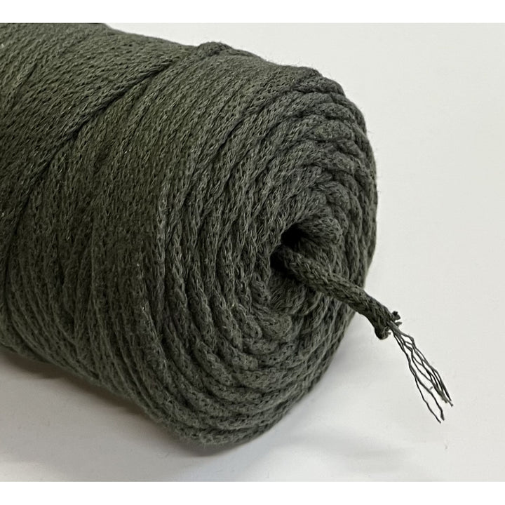 Cordão de algodão ColiNea com núcleo de algodão, entrançado, 5 mm, 100 m, caqui