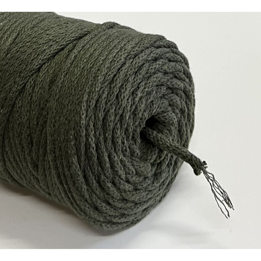 Cordão de algodão ColiNea com núcleo de algodão, entrançado, 5 mm, 100 m, caqui