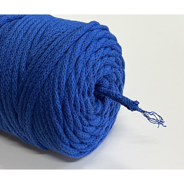 Cordão de algodão ColiNea com núcleo de algodão, entrançado, 5 mm, 100 m, azul-escuro