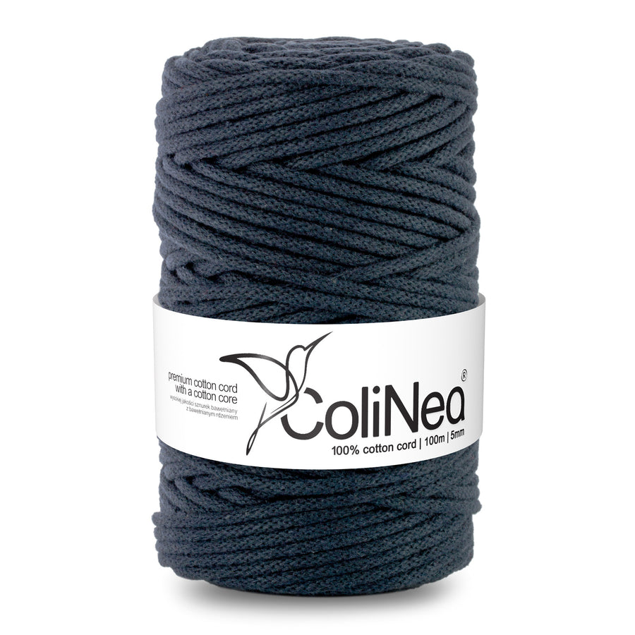 Cordão de algodão ColiNea com núcleo de algodão, entrançado, 5 mm, 100 m, cor de tinta