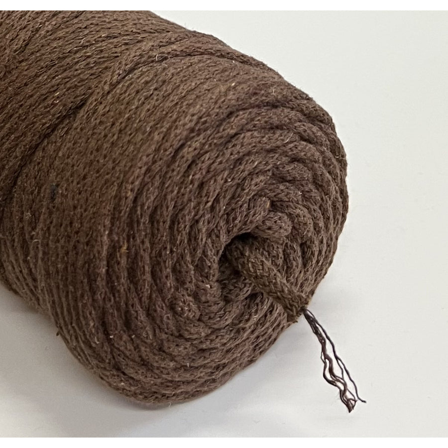 Cordão de algodão ColiNea com núcleo de algodão, entrançado, 5 mm, 100 m, castanho
