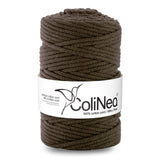 ColiNea Cordón de algodón con alma de algodón, Trenzado, 5 mm, 100 m, Color Marrón oscuro